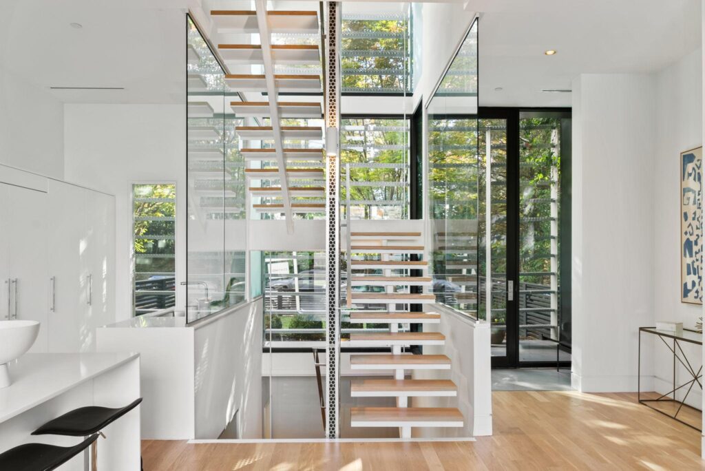 A beautiful modern staircase in a home